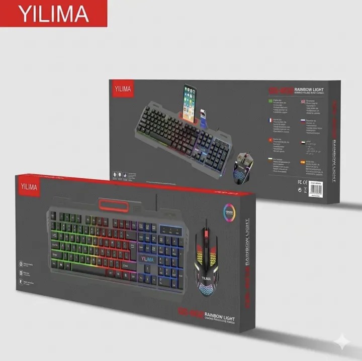 YILIMA QS-602 RAINBOW LIGHT GAMING MOUSE AND KEYBOARD COMBO