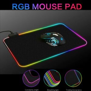RGB Gaming Mousepad – Chroma RGB Lighting, Non-Slip Rubber Base, USB Powered Long RS-07